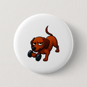 Chapa Redonda De 5 Cm Enérgica motivación cómica de dachshund dumbbell