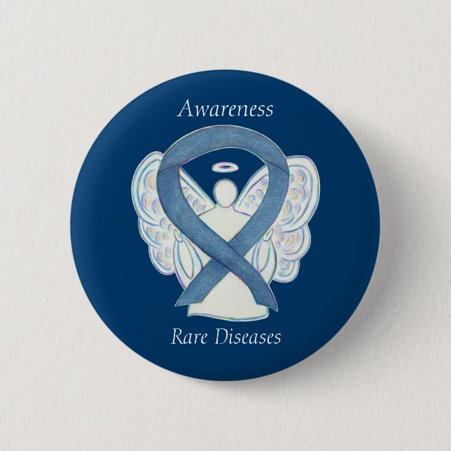 Chapa Redonda De 5 Cm Enfermedades raras Denim Awareness Angel Ribbon Pi (Anverso)