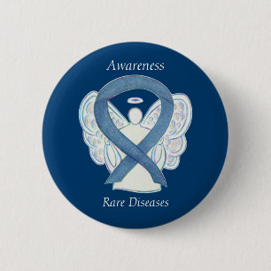 Chapa Redonda De 5 Cm Enfermedades raras Denim Awareness Angel Ribbon Pi