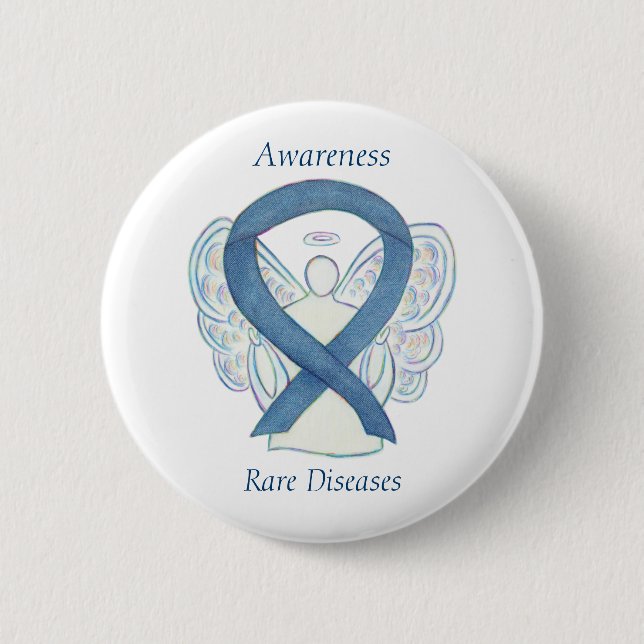 Chapa Redonda De 5 Cm Enfermedades raras Denim Awareness Angel Ribbon Pi (Anverso)