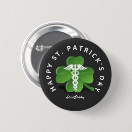 Chapa Redonda De 5 Cm Enfermera Caduceus Medicina Green Shamrock St Patr