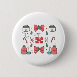 Chapa Redonda De 5 Cm Enfermera Coqueta con Lazo Navidad Personalizada
