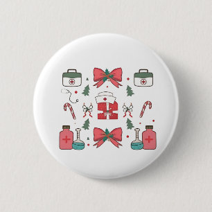 Chapa Redonda De 5 Cm Enfermera Coqueta con Lazo Navidad Personalizada 