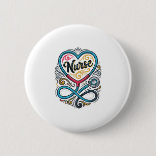 Chapa Redonda De 5 Cm Enfermera Corazón Estetoscopio Diseño de Grabado V