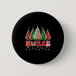 Chapa Redonda De 5 Cm Enfermera de árbol de navidad leopardo búfalo revu