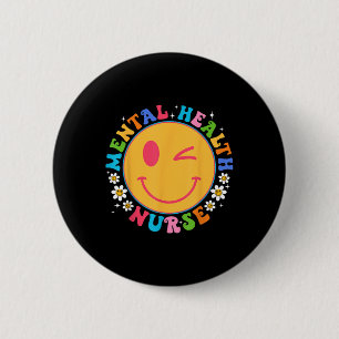 Chapa Redonda De 5 Cm Enfermera de Salud Mental Groovy Sensibilización s