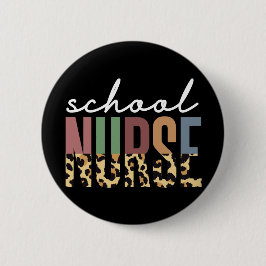 Chapa Redonda De 5 Cm Enfermera escolar cheetah Enfermería aprecia los r