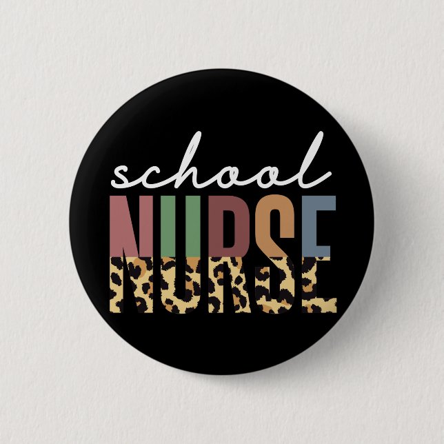 Chapa Redonda De 5 Cm Enfermera escolar cheetah Enfermería aprecia los r (Anverso)