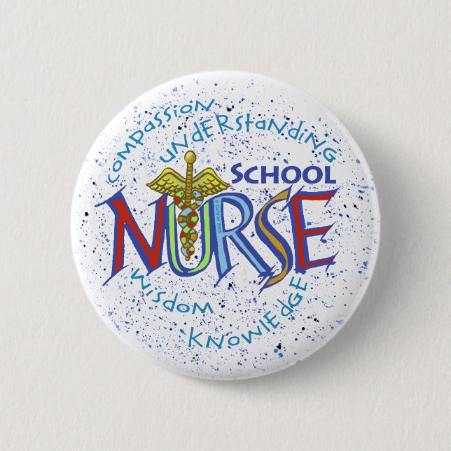 Chapa Redonda De 5 Cm Enfermera escolar Motto (Anverso)