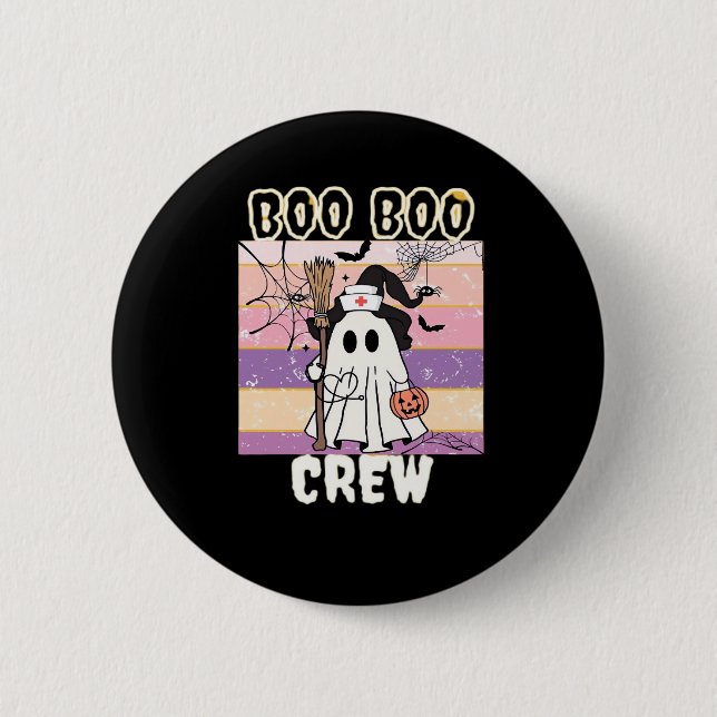 Chapa Redonda De 5 Cm Enfermera fantasma de Boo Boo Crew Halloween Esenc (Anverso)
