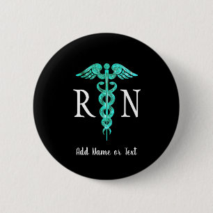Chapa Redonda De 5 Cm Enfermera inscrita RN Medical Caduceus Personaliza