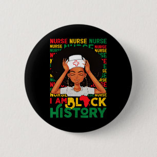 Chapa Redonda De 5 Cm Enfermera Mujer Negra Afro Retro Mes de la Histori