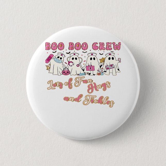 Chapa Redonda De 5 Cm Enfermera pediátrica Diversión Halloween Diseño Es (Anverso)