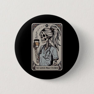 Chapa Redonda De 5 Cm Enfermera practicante Tarot Card Skeleton Hallowee