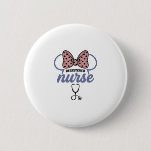 Chapa Redonda De 5 Cm Enfermera registrada Bow Stethoscope Gráfico Vinta