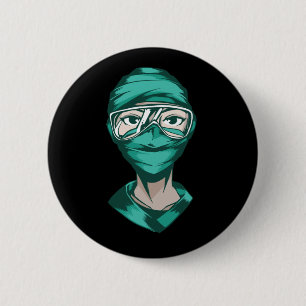 Chapa Redonda De 5 Cm Enfermera svg con Mascarilla Facial