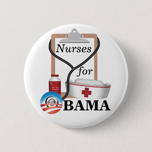 Chapa Redonda De 5 Cm ¡Enfermeras para Obama! (Anverso)