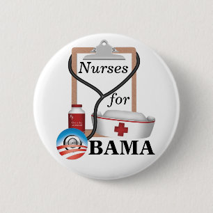 Chapa Redonda De 5 Cm ¡Enfermeras para Obama!