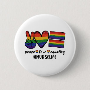 Chapa Redonda De 5 Cm Enfermería LGBT para la igualdad de amor por la pa