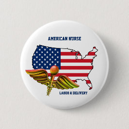 Chapa Redonda De 5 Cm Enfermero americano | Patriotismo laboral y de rep