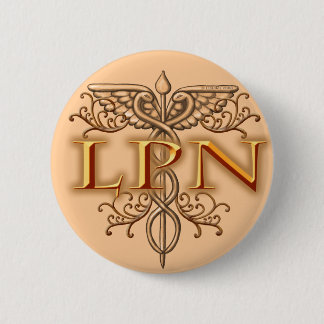 Chapa Redonda De 5 Cm Enfermero de LPN de Fancy Copper Caduceus