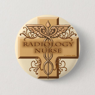 Chapa Redonda De 5 Cm Enfermero de Radiología de Caduceus Cross