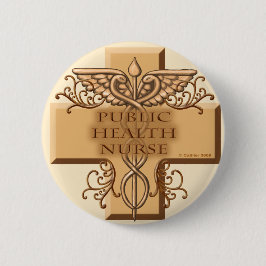 Chapa Redonda De 5 Cm Enfermero de Salud Pública Caduceus