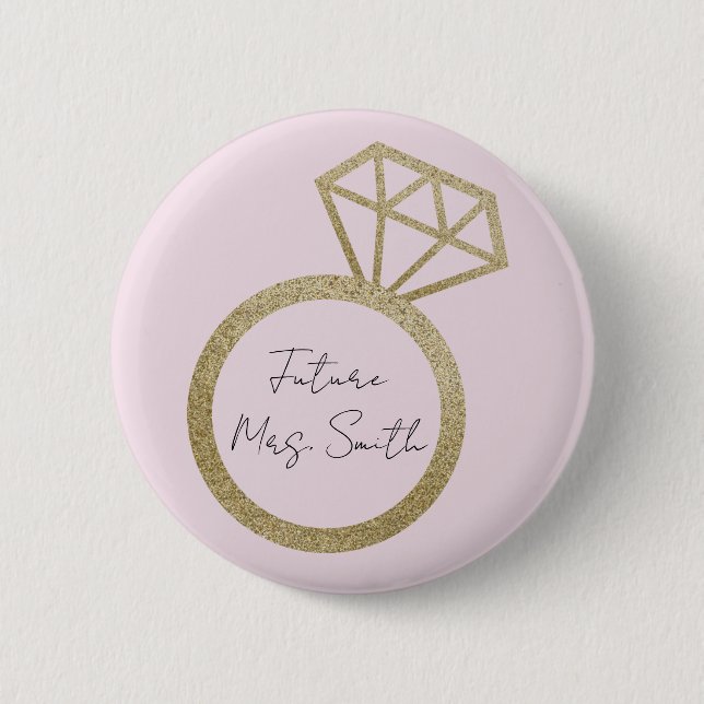 Chapa Redonda De 5 Cm Engagement Ring Future Mrs. Button (Anverso)