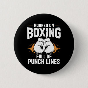 Chapa Redonda De 5 Cm Enganchado En Boxeo Lleno De Líneas De Punch Boxer