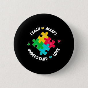 Chapa Redonda De 5 Cm Enseñar aceptar entender el amor del profesor auti