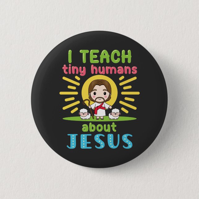 Chapa Redonda De 5 Cm Enseño A Los Pequeños Humanos Sobre Jesús Profesor (Anverso)