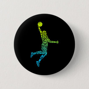 Chapa Redonda De 5 Cm Entrenador de baloncesto Dunking Kids Hombres Balo