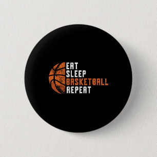 Chapa Redonda De 5 Cm Entrenador de baloncesto Eat Sleep Basketball Repe