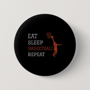 Chapa Redonda De 5 Cm Entrenador de baloncesto Eat Sleep Basketball Repe