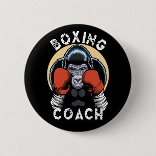 Chapa Redonda De 5 Cm Entrenador de boxeo de gorila - Entrenador deporti