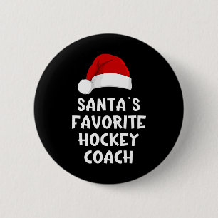 Chapa Redonda De 5 Cm Entrenador de hockey favorito del Santa de Navidad