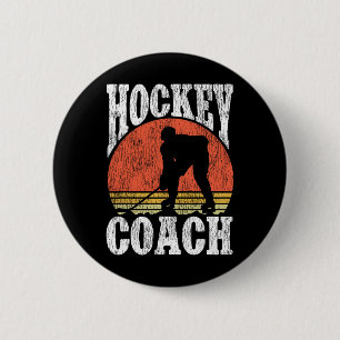 Chapa Redonda De 5 Cm Entrenador de hockey sobre hielo vintage entrenado