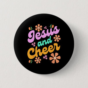 Chapa Redonda De 5 Cm Entrenador de porristas Jesus And Cheer divertido