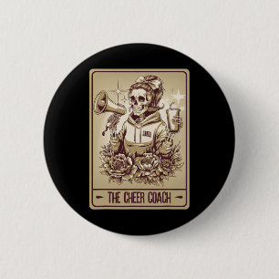 Chapa Redonda De 5 Cm Entrenador de Porristas Tarot Card Esqueleto Entre