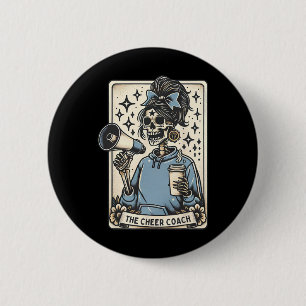 Chapa Redonda De 5 Cm Entrenador de porristas Tarot Card Esqueleto Entre