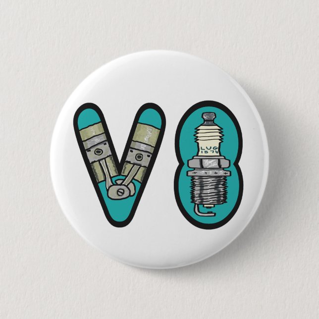 Chapa Redonda De 5 Cm Entusiasta del coche de Petrolhead V8 (Anverso)