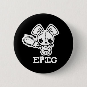 Chapa Redonda De 5 Cm Epic Grumpy Voodoo Bunny Cute Monster