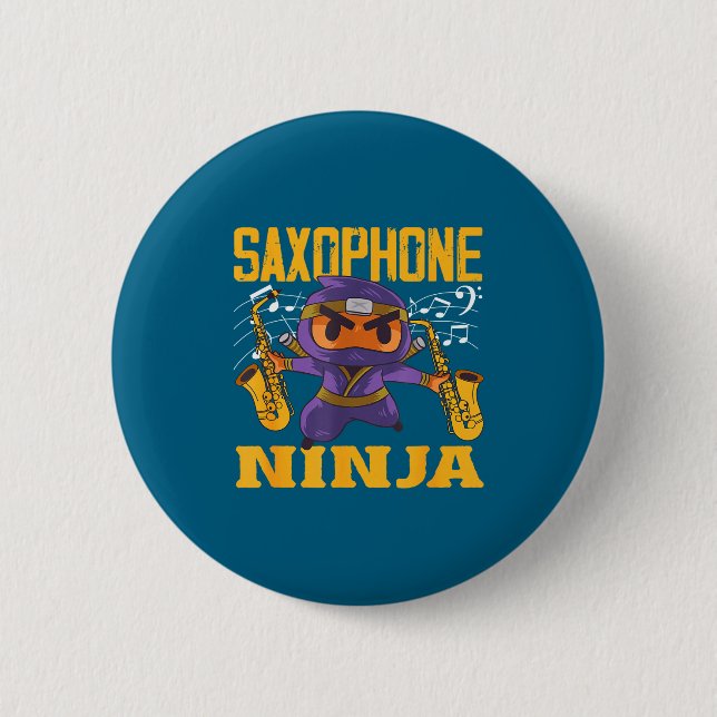 Chapa Redonda De 5 Cm Epic Saxophonist Ninja Saxophone (Anverso)