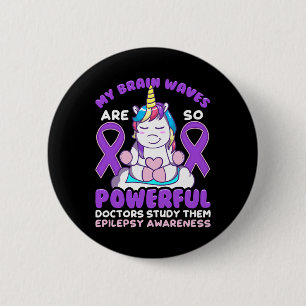 Chapa Redonda De 5 Cm Epilepsia Awareness Cul Funda Unicorn Púrpura Cint