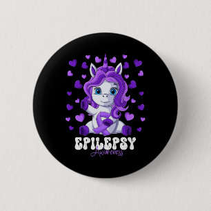 Chapa Redonda De 5 Cm Epilepsia Awareness Month Púrpura Ribbon Unicorn