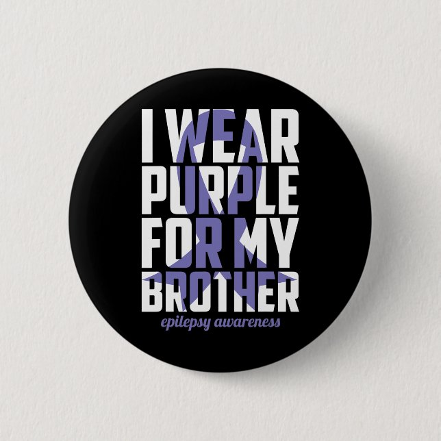 Chapa Redonda De 5 Cm Epilepsia Awareness Purple For My Brother Ribbon 1 (Anverso)