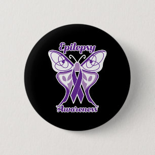 Chapa Redonda De 5 Cm Epilepsia Conciencia sobre la mariposa Día Morado
