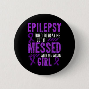 Chapa Redonda De 5 Cm Epilepsia Día del Guerrero Epiléptico Chica Púrpur
