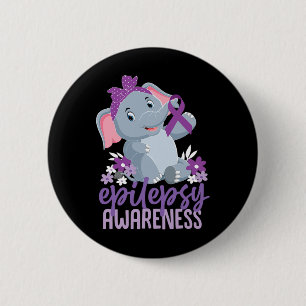 Chapa Redonda De 5 Cm Epilepsia divertida Conciencia Flor Elephant Ribbo