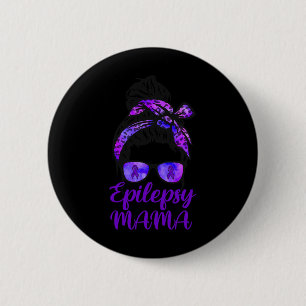 Chapa Redonda De 5 Cm Epilepsia Mama Messy Bun Hair Gles Bandana Purple 